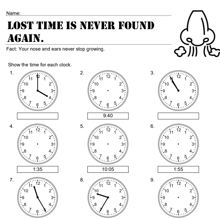 Lost time is never found again clocks educational resource